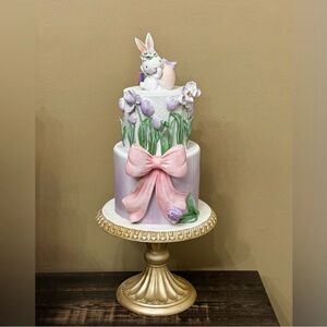 Whimsical Bunny Cake with Pink Bow